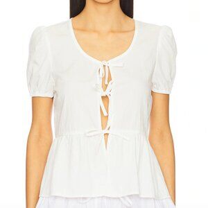 Chic White Tie-Front Blouse